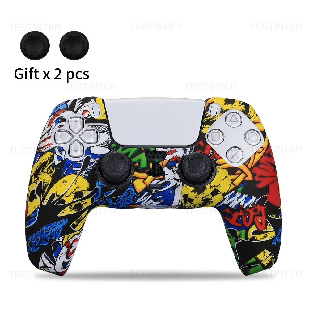Silicone Protective Cover Sleeve For PS5 Controller Accessories Rubber Case For PS5 Slim Gamepad Joysticks Thumb Grips Caps