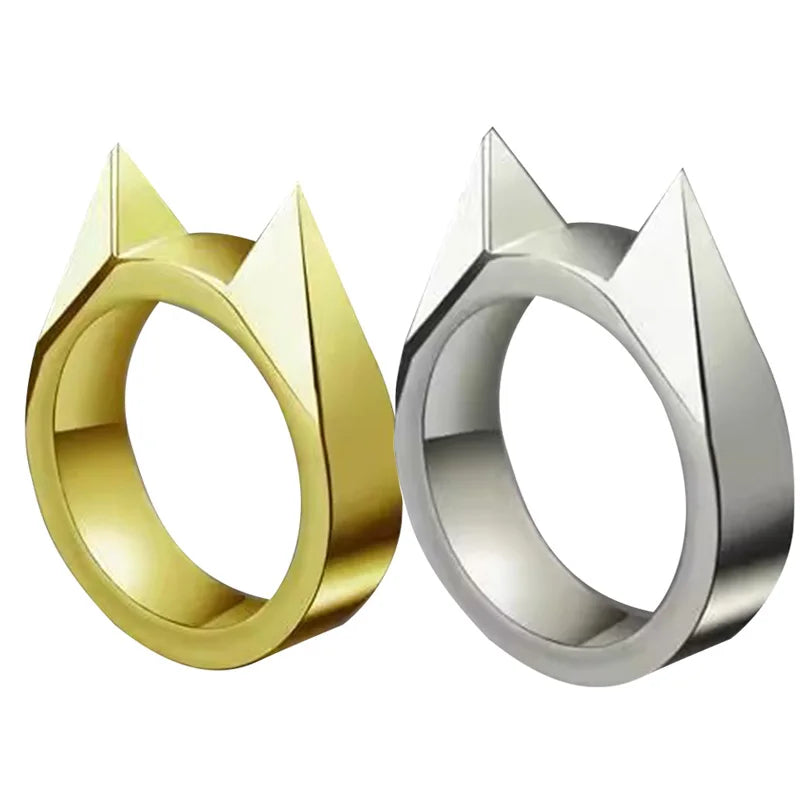 Self-defense cat ear ring window breaker women's anti-wolf men's single finger buckle carry defense spikes finger tiger .