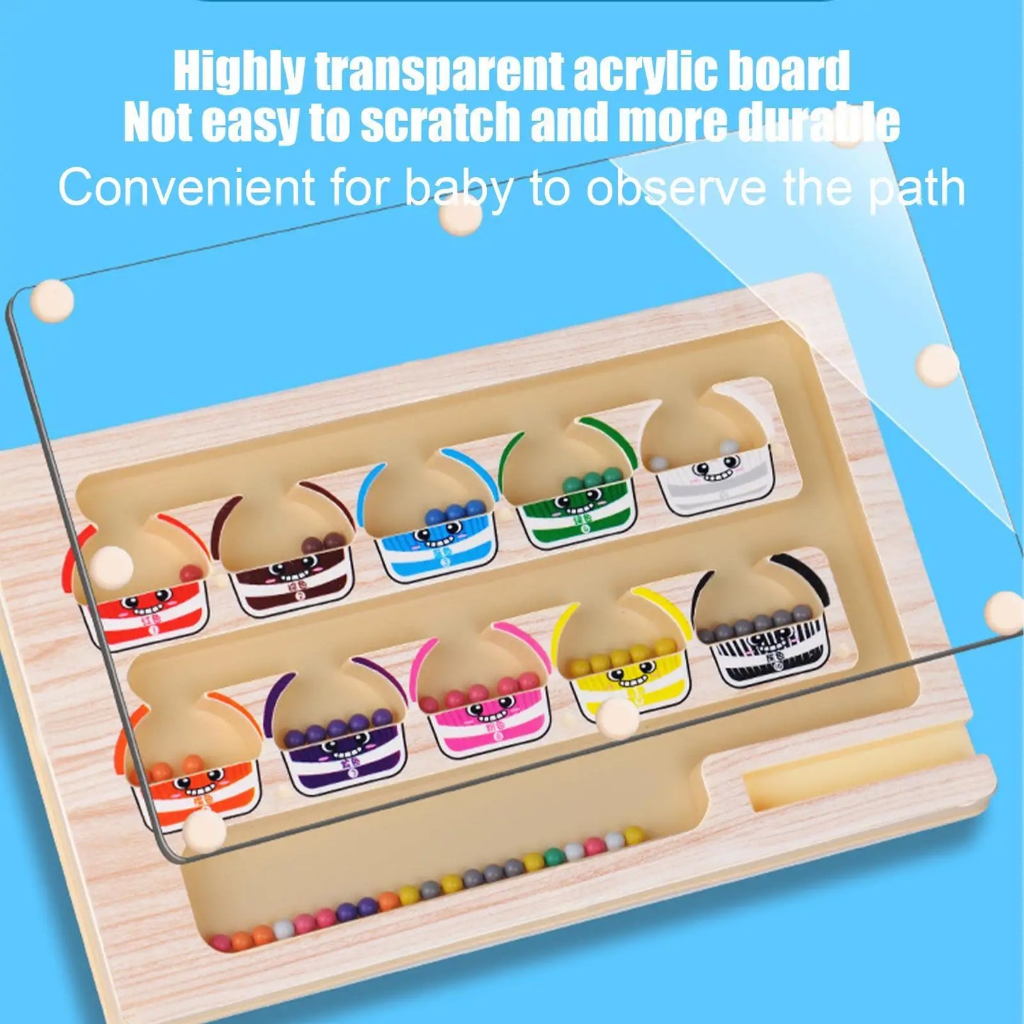 Magnetic Color and Number Maze Board Wooden Sorting Puzzle