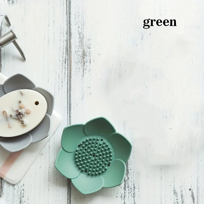 Bathroom Soap Box Lotus Design Silicone Soap Holder