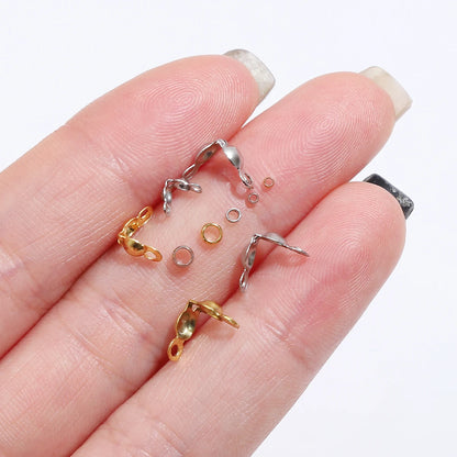 100pcs/lot Stainless Steel Gold Plated Connector Clasp Crimp End Beads For Bracelet Necklace Chains DIY Jewelry Making Supplies