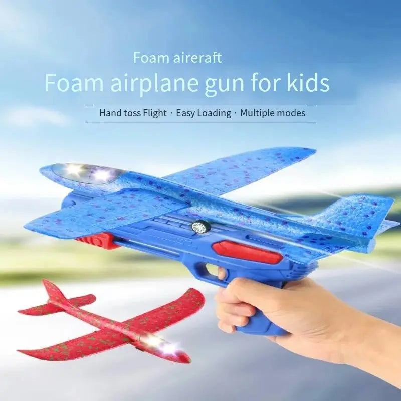 Foam Catapult Plane Launcher Toy Glowing Flying Aircraft