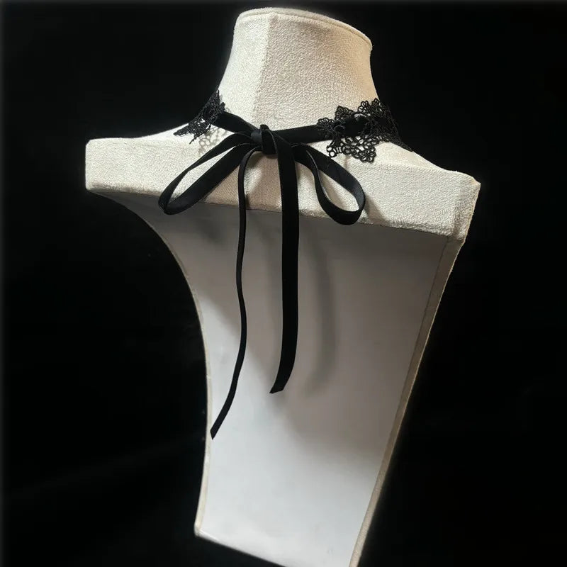 2026 New Sexy Lace Flower Necklace for Women Gothic Punk Velvet Collar Choker Black Waterdrop Pendent Necklace Strap Bow Jewelry