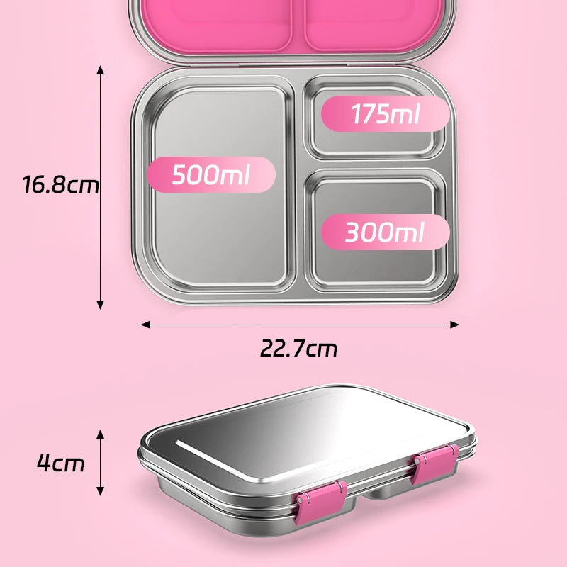 Stainless Steel Leakproof Bento Lunch Box, Sandwich Friendly, Food Safe, Compact, Perfect for Kids Lunch, Adult Lunch
