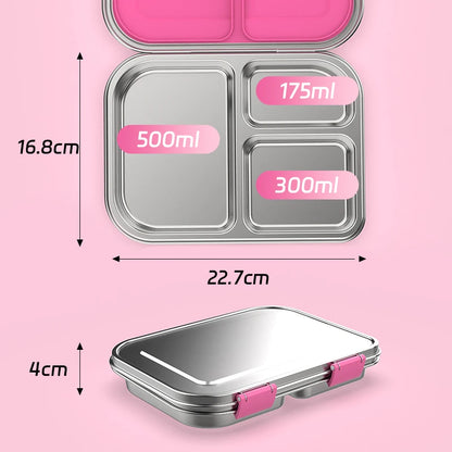 Stainless Steel Leakproof Bento Lunch Box, Sandwich Friendly, Food Safe, Compact, Perfect for Kids Lunch, Adult Lunch