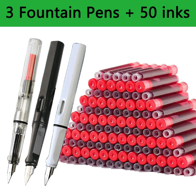 Fountain Pen Replaceable Ink Set Extra Fine Calligraphy Pens 53Pcs