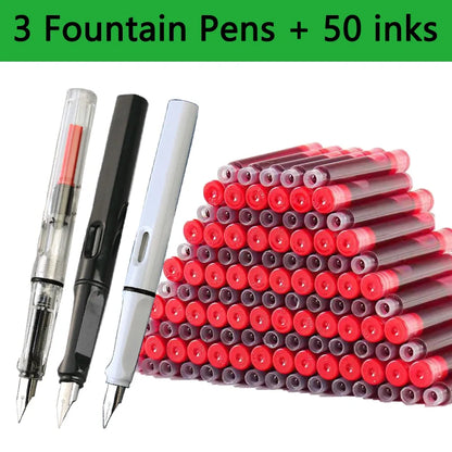 Fountain Pen Replaceable Ink Set Extra Fine Calligraphy Pens 53Pcs