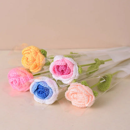 Knitting Flower Rose Tulips Daisy Bouquet Crochet Floral