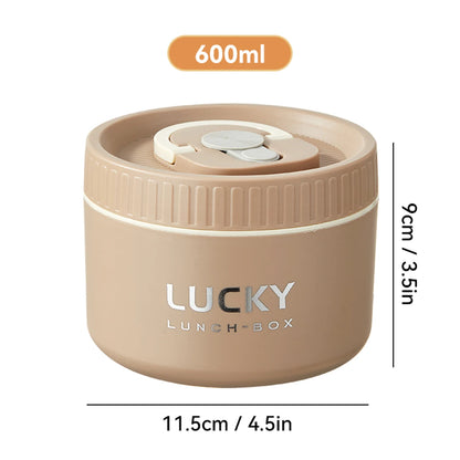 WORTHBUY 304 Stainless Steel Keep Warm Lunch Box For Student Kids Leak-proof Round Insulated Food Jar For Cold And Hot Food