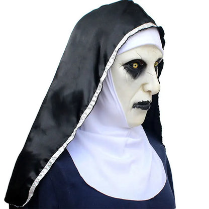 The Horror Scary Nun Latex Mask w/Headscarf Valak Cosplay for Halloween Costume