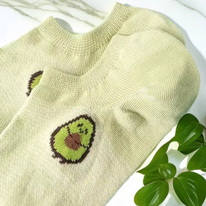 Avocado Flower Crew Ankle Socks Women's Low Cut Boat