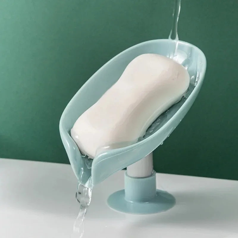 Drain Soap Holder Leaf Shape Suction Cup Soap Tray Box