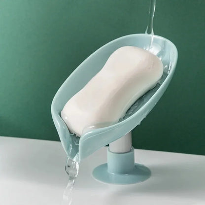 Drain Soap Holder Leaf Shape Suction Cup Soap Tray Box