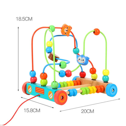 Wooden Bead Maze Roller Coaster Toddler Abacus Toy