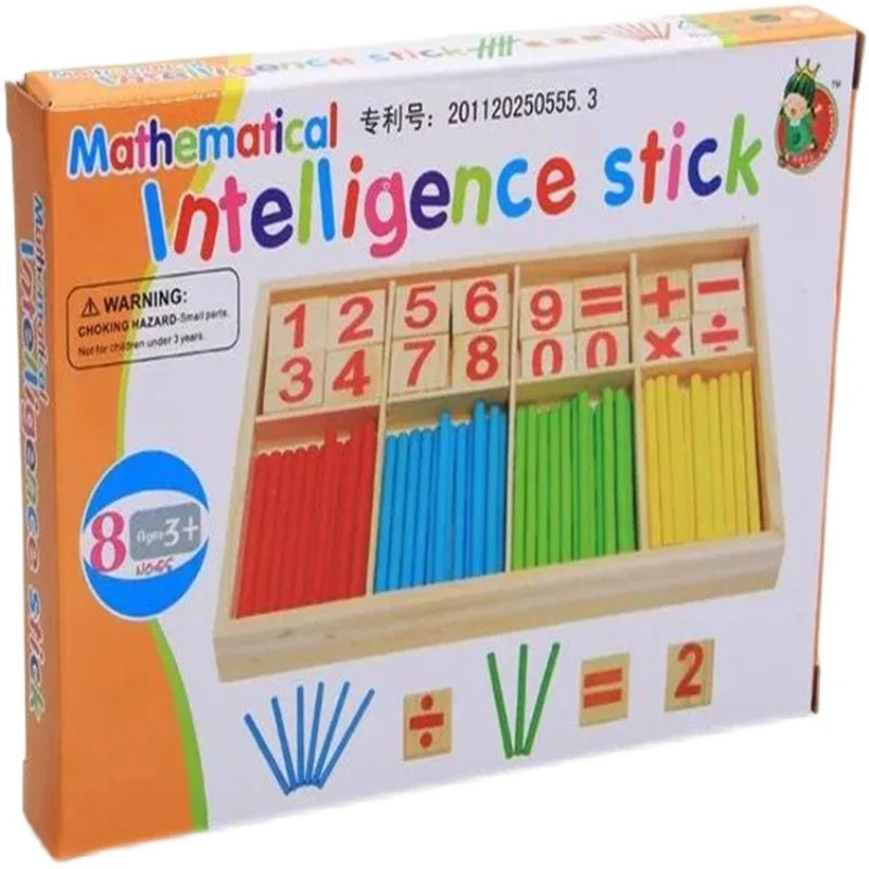 Wooden Math Counting Sticks Box Arithmetic Learning Toy