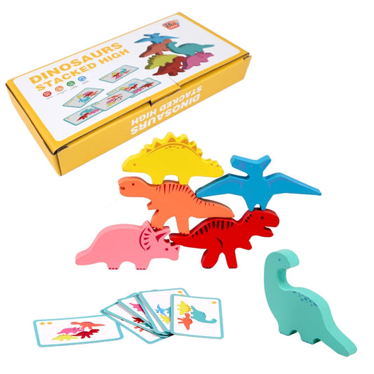 Wooden Balance Blocks Dinosaur Stacking Board Game