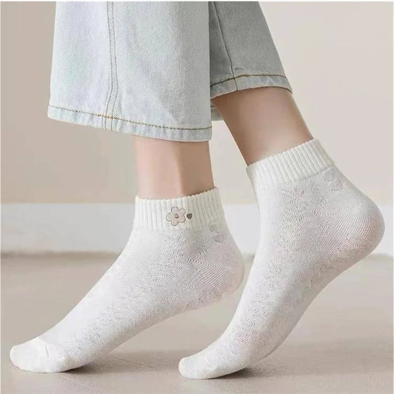 Cute Bear Rabbit Rainbow Print Ankle Socks Women Short