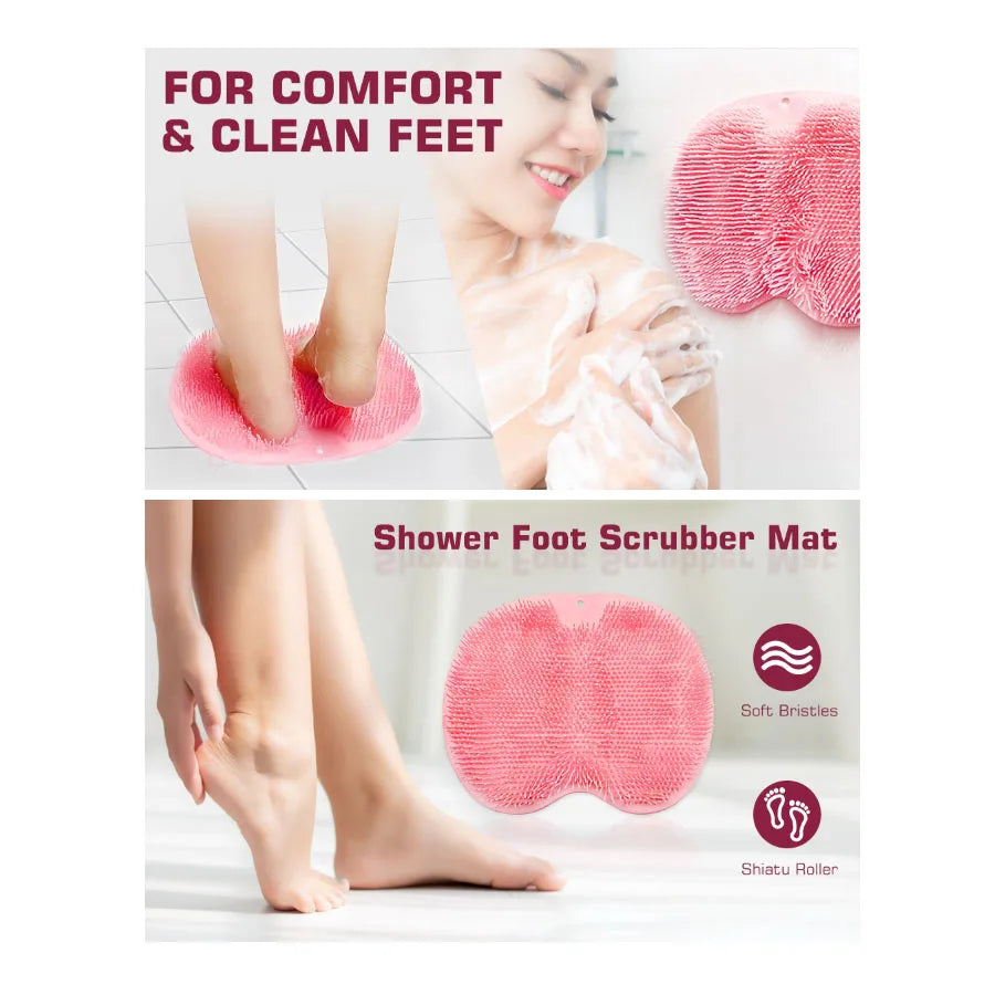 Shower Foot Scrubber Mat Wall Mounted Back Scrubber Pad