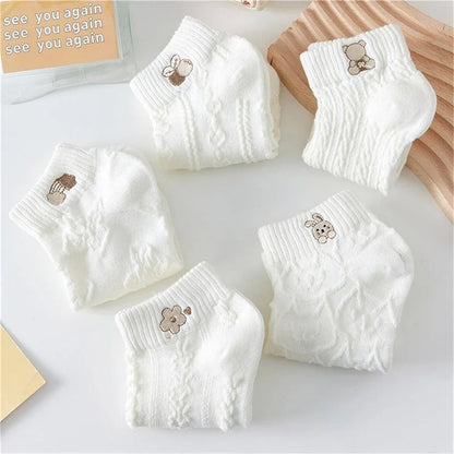Cute Bear Rabbit Rainbow Print Ankle Socks Women Short
