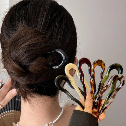 U-Shaped Hair Fork Acetate Hairpin Tortoiseshell Sticks
