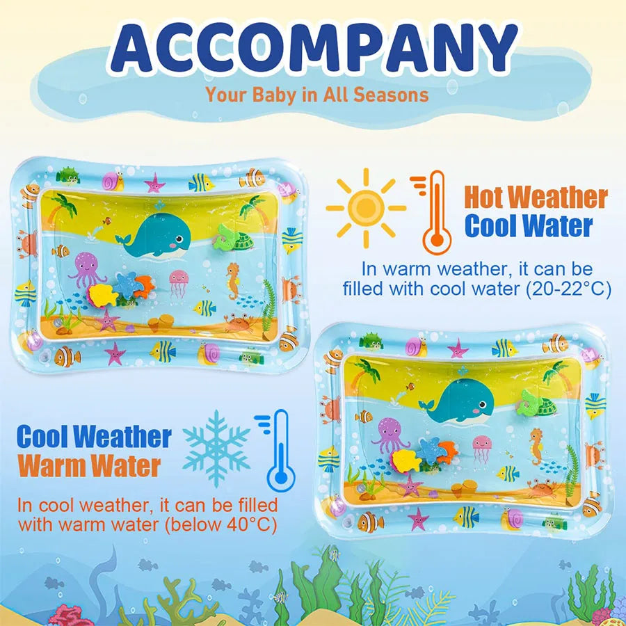 Inflatable Baby Water Play Mat Tummy Time Sensory Pad