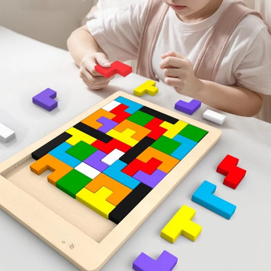 Colorful Wooden Tangram Puzzle Geometric Shape Board