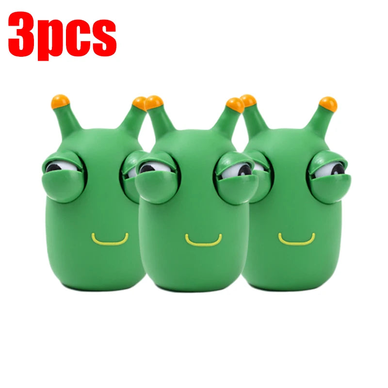 Novelty Green Worm Squeeze Toy Eye Pop Fidget Sensory