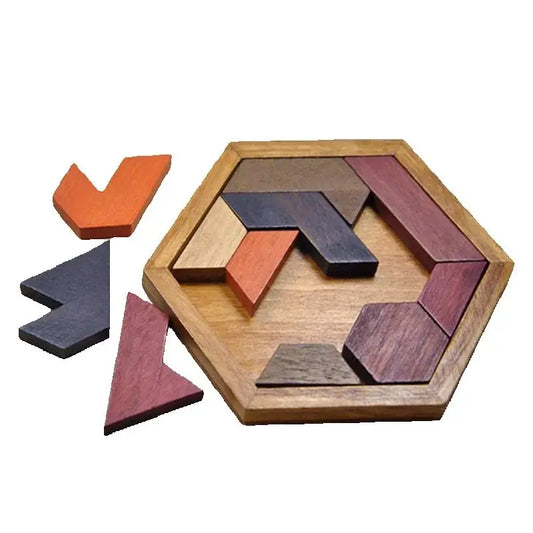 Wooden Geometric Shape Jigsaw Board Kids Brain Teaser Puzzle