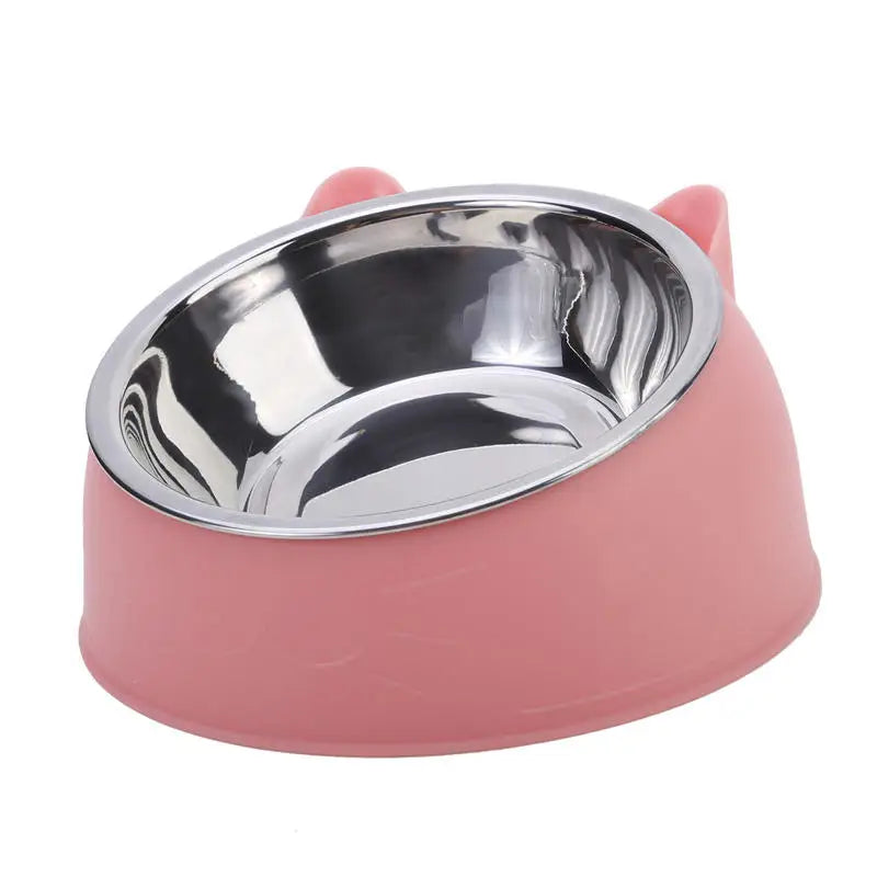 Inclined Kitten Puppy Food Feeding Bowls Stainless Steel