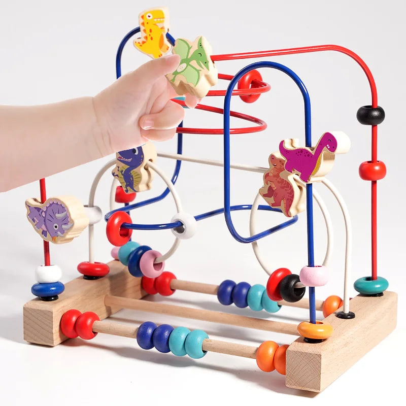 Wooden Bead Maze Roller Coaster Toddler Abacus Toy