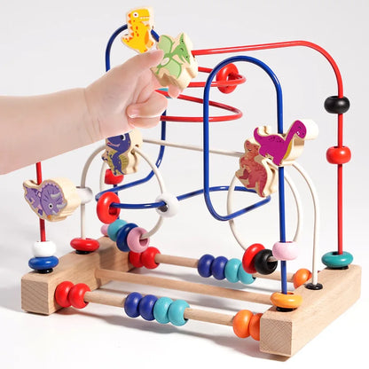 Wooden Bead Maze Roller Coaster Toddler Abacus Toy