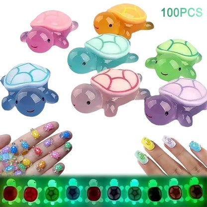 Glow in the Dark Turtle Set Resin Storage Ornament