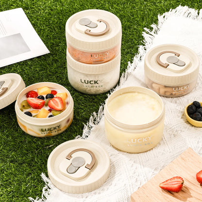 Portable Plastic Lunch Container With Handle Leak-proof Fruit Salad Lunch Box For Kids Student Picnic Bento Box Microwave Safe