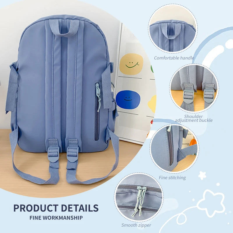 New Cute Nylon Backpack Suitable for Young Girls, Female Students, and Ladies, Multi-Pocket Student Backpack