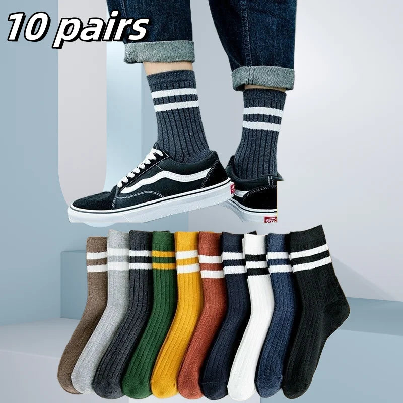 Breathable Cotton Sports Stockings Men Bamboo Fiber 10 Pack