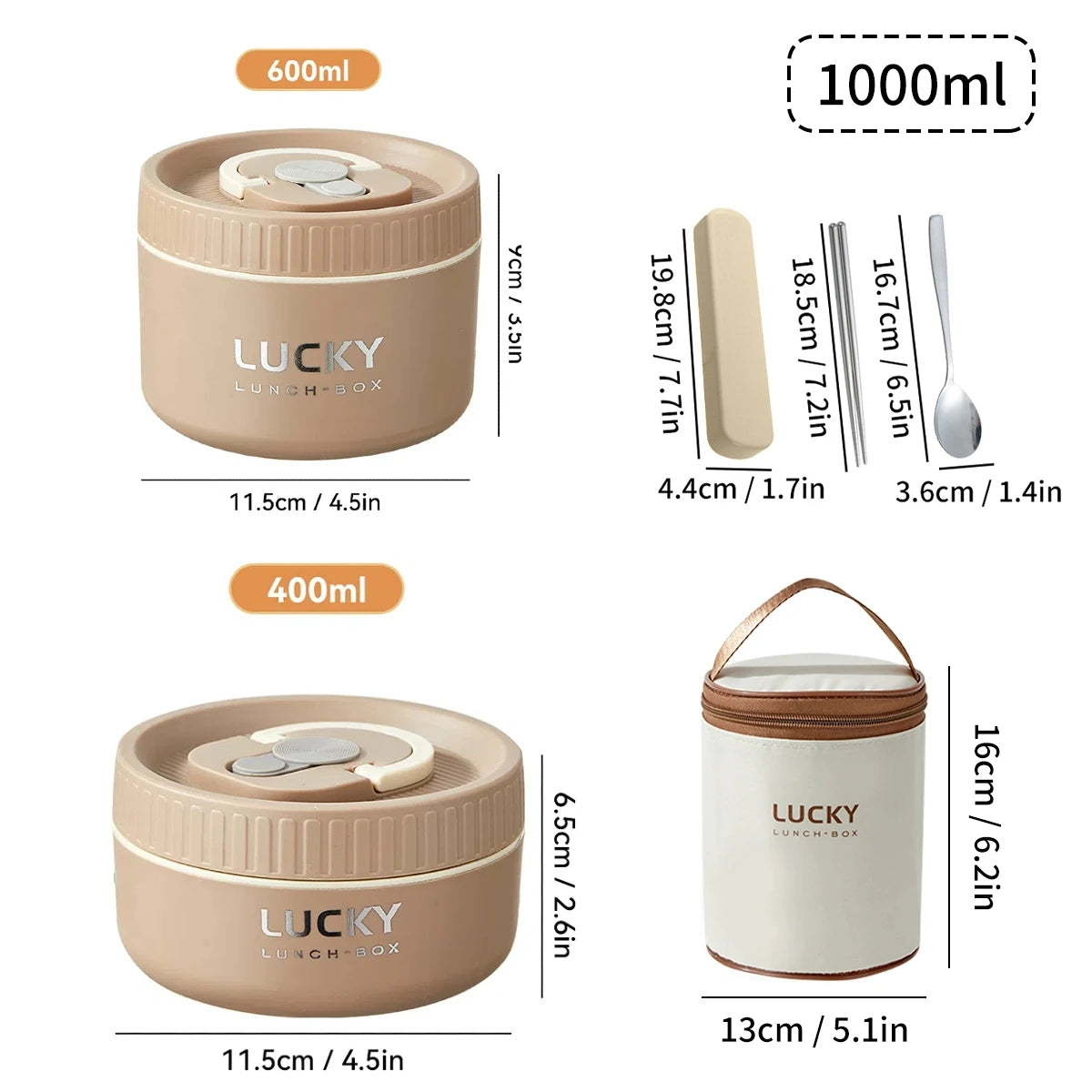 WORTHBUY 304 Stainless Steel Keep Warm Lunch Box For Student Kids Leak-proof Round Insulated Food Jar For Cold And Hot Food