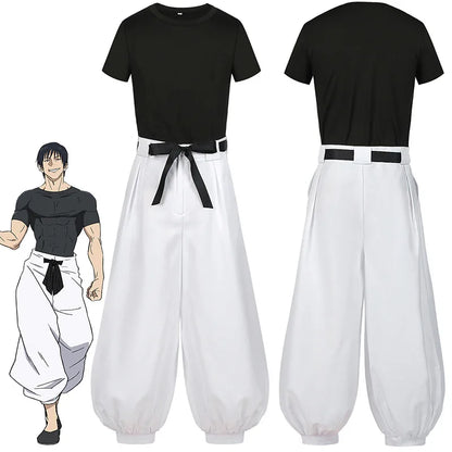 Jujutsu JJK Manga Anime Fushiguro Toji Satoru Gojo Cosplay Costume Wig T-shirt Pants Rose Net Halloween Christmas Gift