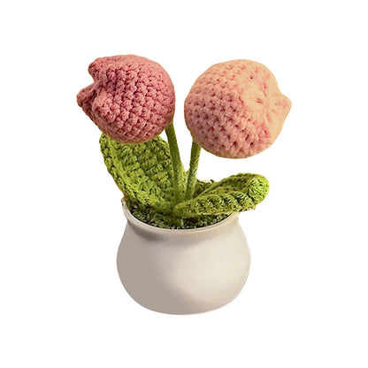 Crochet Sunflower Car Decor Hand Knitted Potted Flower