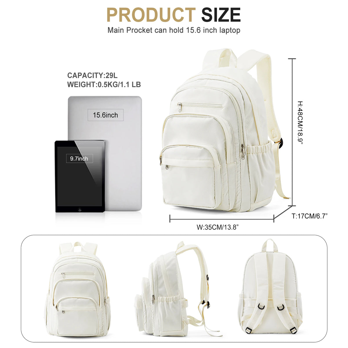 Casual Multi Pocket School Backpack Teenager Travel Rucksack