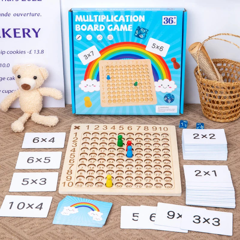 Wooden Multiplication Board Game Montessori Math Toy