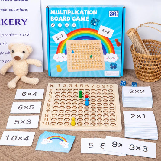 Wooden Multiplication Board Game Montessori Math Toy