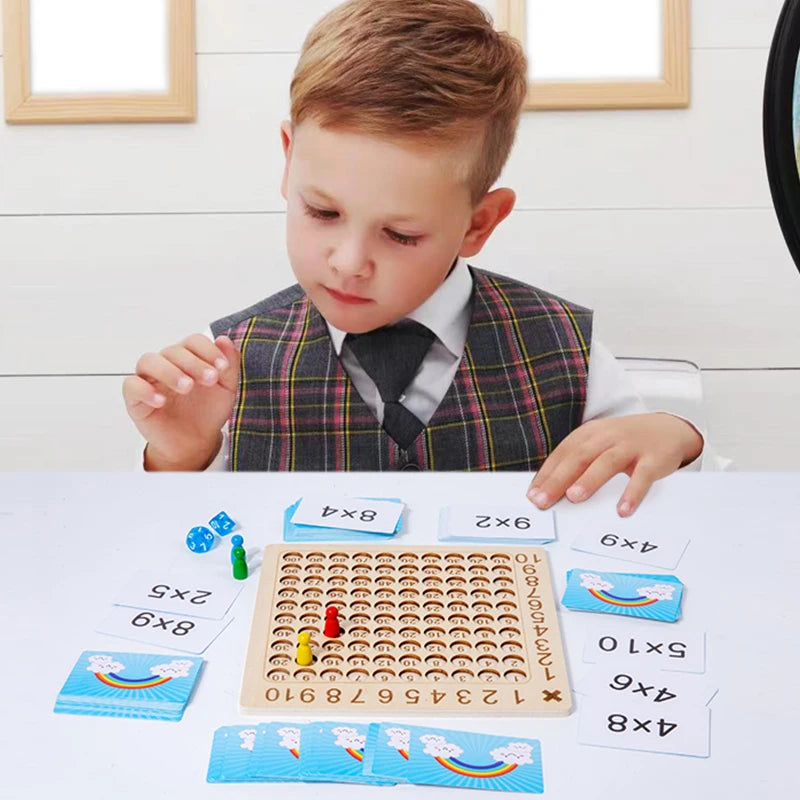 Wooden Multiplication Board Game Montessori Math Toy