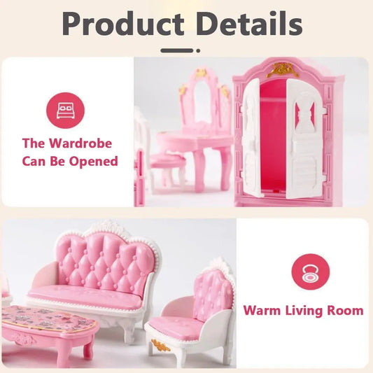 Miniature Dollhouse Kitchen Accessories Set Pink Toys 1:24