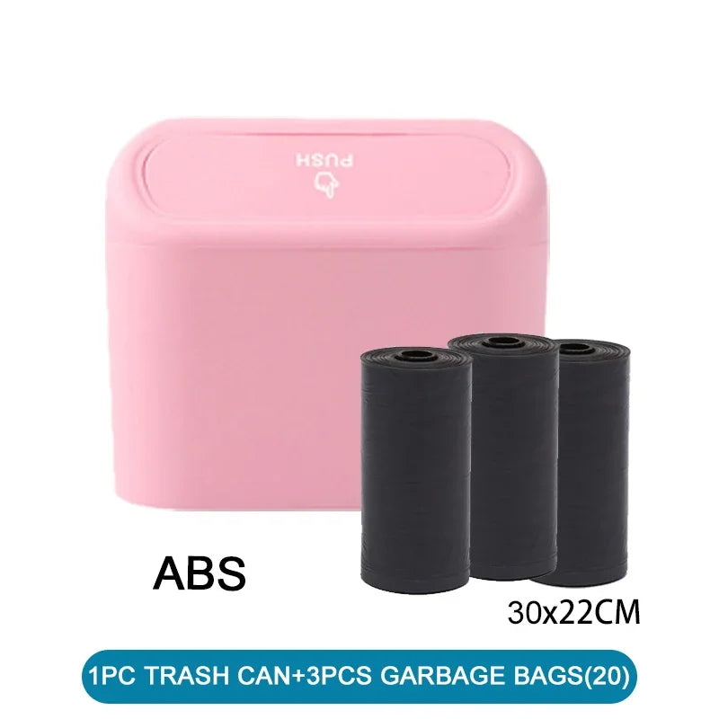Leakproof Mini Car Trash Can Compact Vehicle Garbage Bin Set