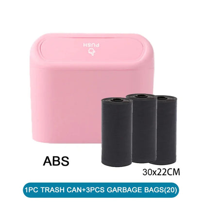 Leakproof Mini Car Trash Can Compact Vehicle Garbage Bin Set
