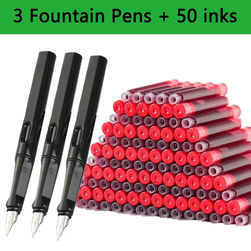 Fountain Pen Replaceable Ink Set Extra Fine Calligraphy Pens 53Pcs