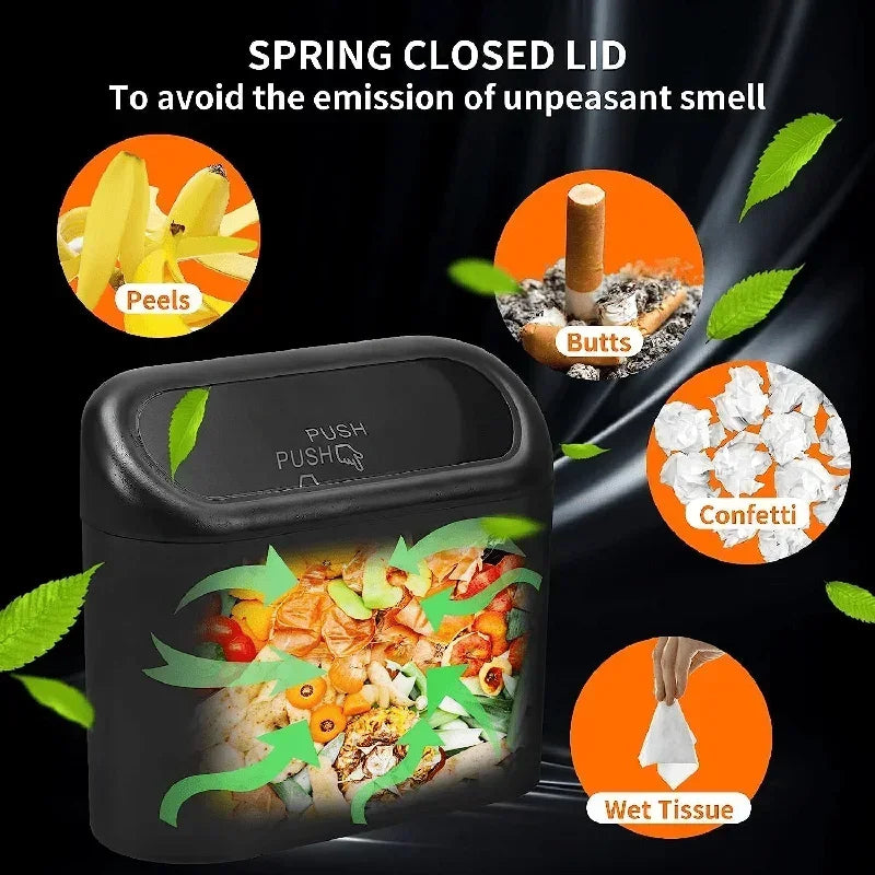 Leakproof Mini Car Trash Can Compact Vehicle Garbage Bin Set