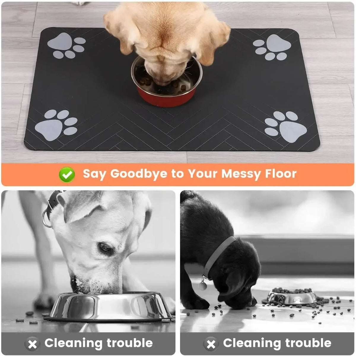Pet Feeding Mat Absorbent Rubber Backing Quick Dry