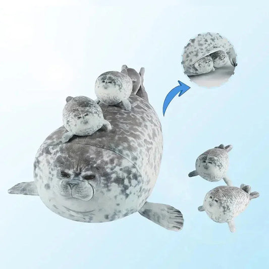 Mother Seal Zipper Plush Toy 5 Piece Stuffed Set 40cm