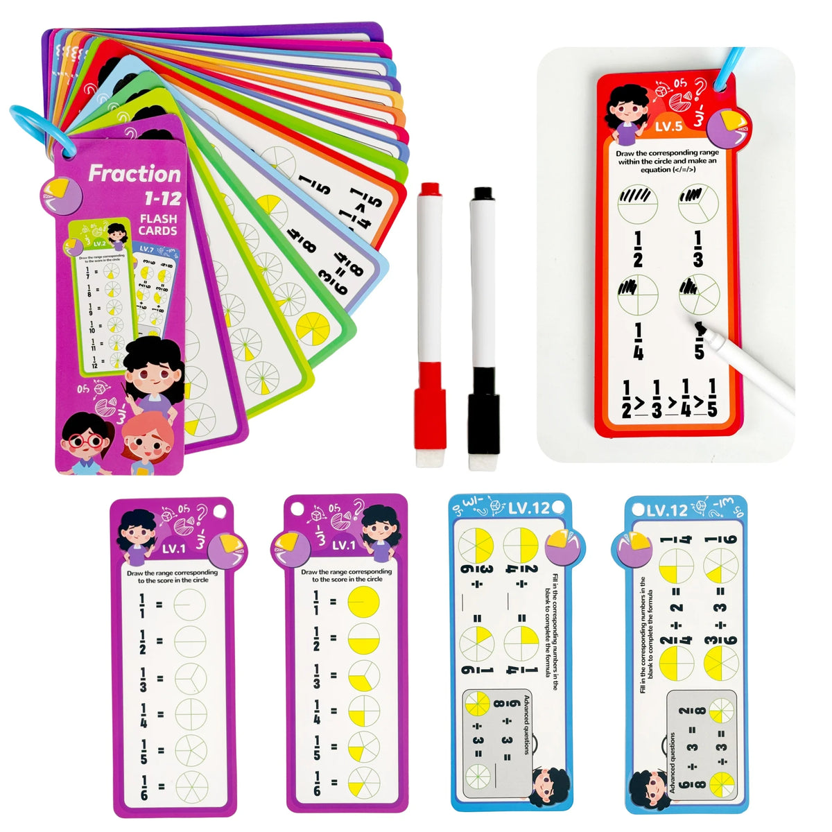 Erasable Math Flash Cards Set Reusable Math Cards